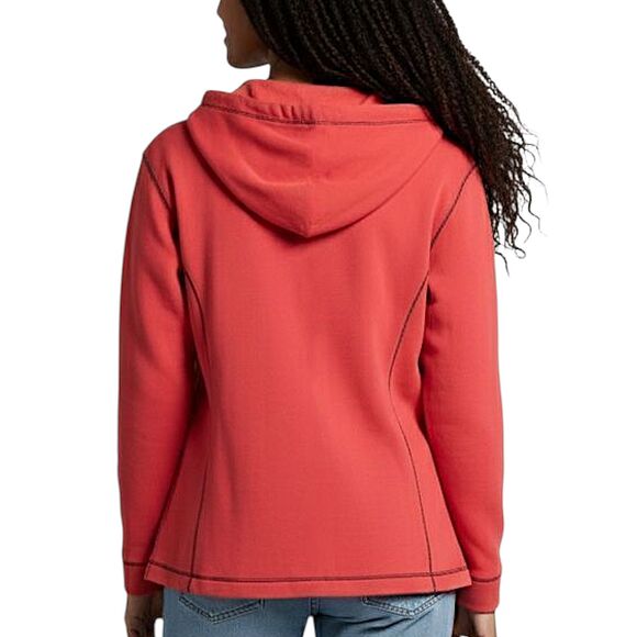 Sag Harbor Red 3/4 Zip Textured Contrast Stitch Pullover Hoodie Sz L - Picture 3 of 11